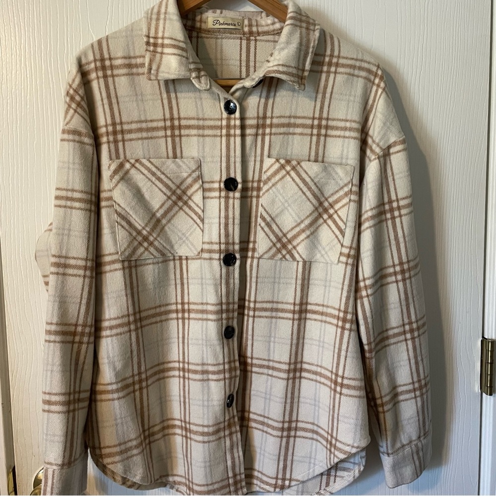 Pinkmarco Plad Brown and White Buttondown Shirt Jacket